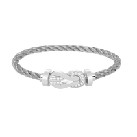 [Clover Jewelry]CHANCE LARGE 8 FIGURE BUCKLE HALF DIAMOND BRACELET SILVER