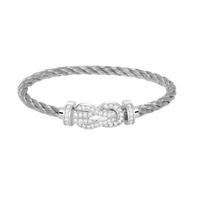[Clover Jewelry]CHANCE LARGE 8 FIGURE BUCKLE FULL DIAMOND BRACELET SILVER