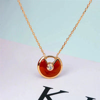 [Clover Jewelry]AMULETTE GOLD CARNELIAN ONYX NECKLACE