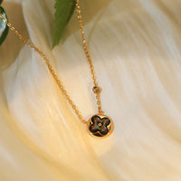 [Clover Jewelry]SUN PEDANT PINK GOLD 1 DIAMOND NECKLACE