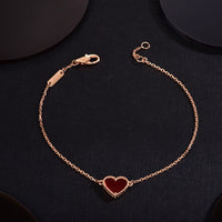 [Clover Jewelry]HEART CARNELIAN PINK GOLD BRACELET