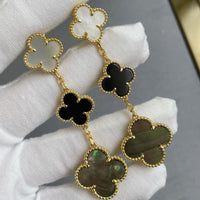 [Clover Jewelry]CLOVER 3 MOTIF MOP ONYX DARK MOP PINK GOLD EARRINGS