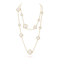 [Clover Jewelry]CLOVER 16 MOTIF WHITE MOP GOLD NECKLACE