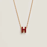 [Clover Jewelry]HM CLIC RED ENAMEL GOLD NECKLACE