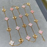 [Clover Jewelry]CLOVER 20 MOTIFS LASER PINK MOP NECKLACE