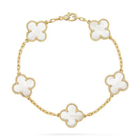 [Clover Jewelry]CLOVER WHITE PEARL MOP 5 MOTIF BRACELET COLLECTION