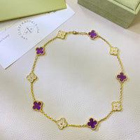 [Clover Jewelry]CLOVER 10 MOTIFS  PURPLE VIOLET DIAMOND NECKLACE