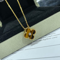 [Clover Jewelry]CLOVER 15MM DIAMOND AND YELLOW TIGER'S EYE AGATE necklace