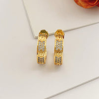 [Clover Jewelry]LOVE 5.5MM DIAMOND PAVED EARRINGS