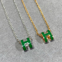 [Clover Jewelry]POP H GREEN NECKLACE SILVER AND GOLD