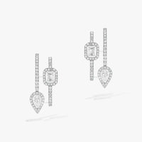 [Clover Jewelry]CREOLES MY TWIN 2 RANGS SILVER DIAMOND EARRINGS