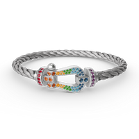 [Clover Jewelry]FORC LARGE HORSESHOE  COLORED DIAMOND BRACELET SILVER