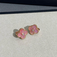 [Clover Jewelry]CLOVER MEDIUM 1 DIAMOND PINK EARRINGS