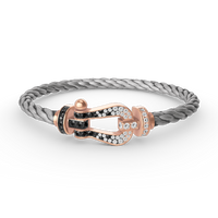 [Clover Jewelry]FORCE LARGE HORSESHOE BLACK WHITE DIAMOND BRACELET ROSE GOLD