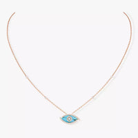 [Clover Jewelry]Lucky Eye Diamond Necklace in Rose Gold and Turquoise