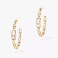 [[Clover Jewelry]Move Link Diamond Hoop Earrings