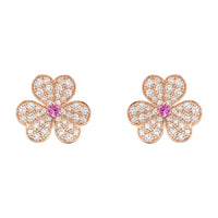 [Clover Jewelry]FRIVOLE PINK GOLD FLOWER DIAMOND EARRINGS