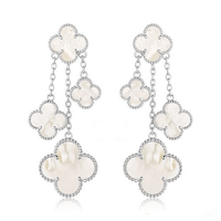 [Clover Jewelry]CLOVER EARRINGS WHITE MOP 4 MOTIFS SILVER