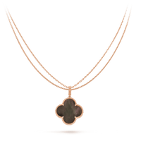 [Clover Jewelry]CLOVER 25MM GOLD DARK MOP BIG CLOVER NECKLACE