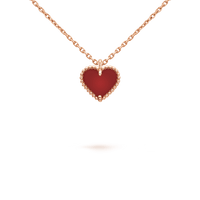 [Clover Jewelry]SWEET CLOVER CARNELIAN HEART NECKLACE