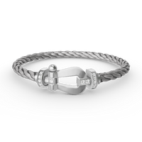 [Clover Jewelry]FORCE LARGE HORSESHOE HALF DIAMOND BRACELET SILVER